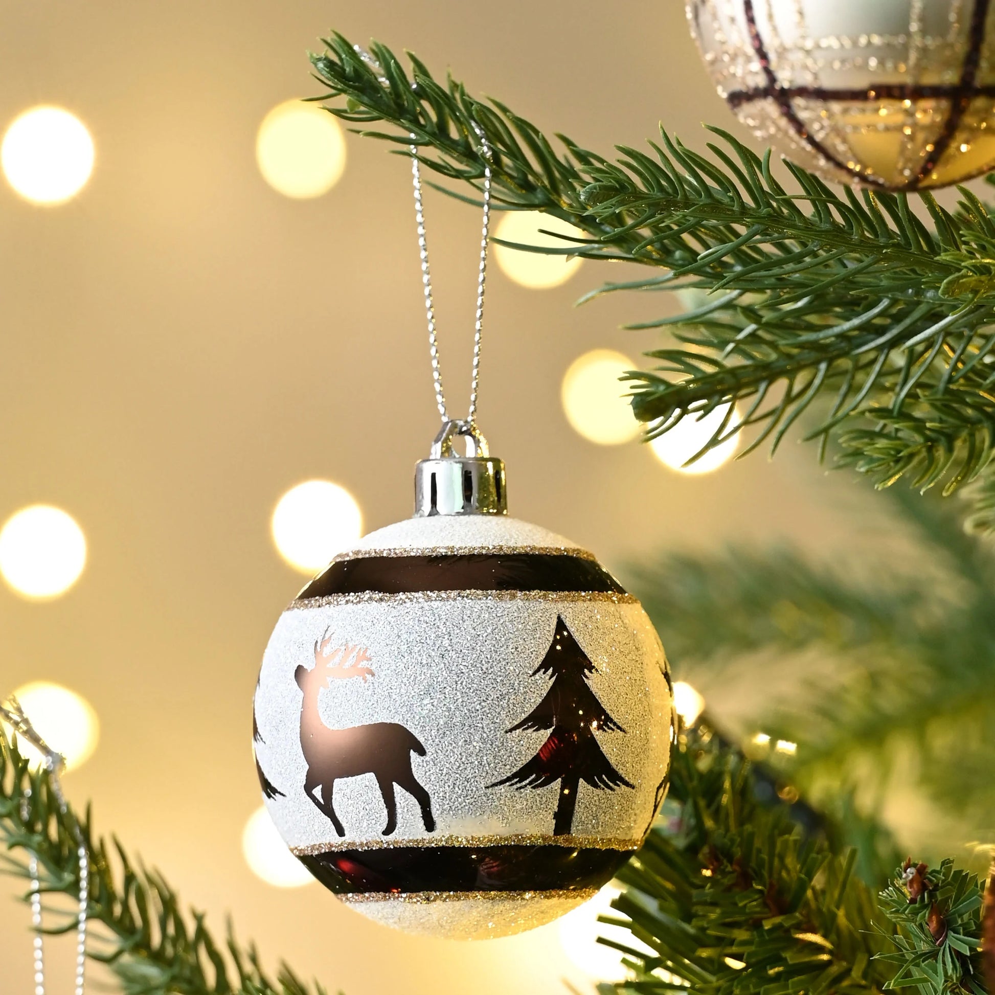 16Ct 2.36 Inches Christmas Decor, Shatterproof Rustic Red White Copper Assorted Hanging Christmas Ball Ornaments for Party and Christmas Gift