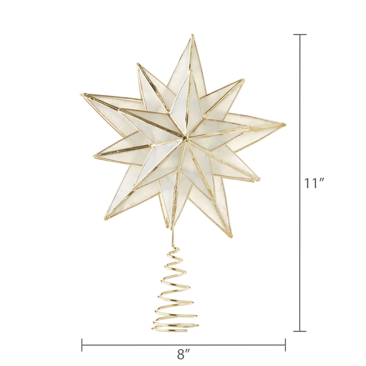 LED Capiz Star Christmas Tree Topper, Gold, [Size], by