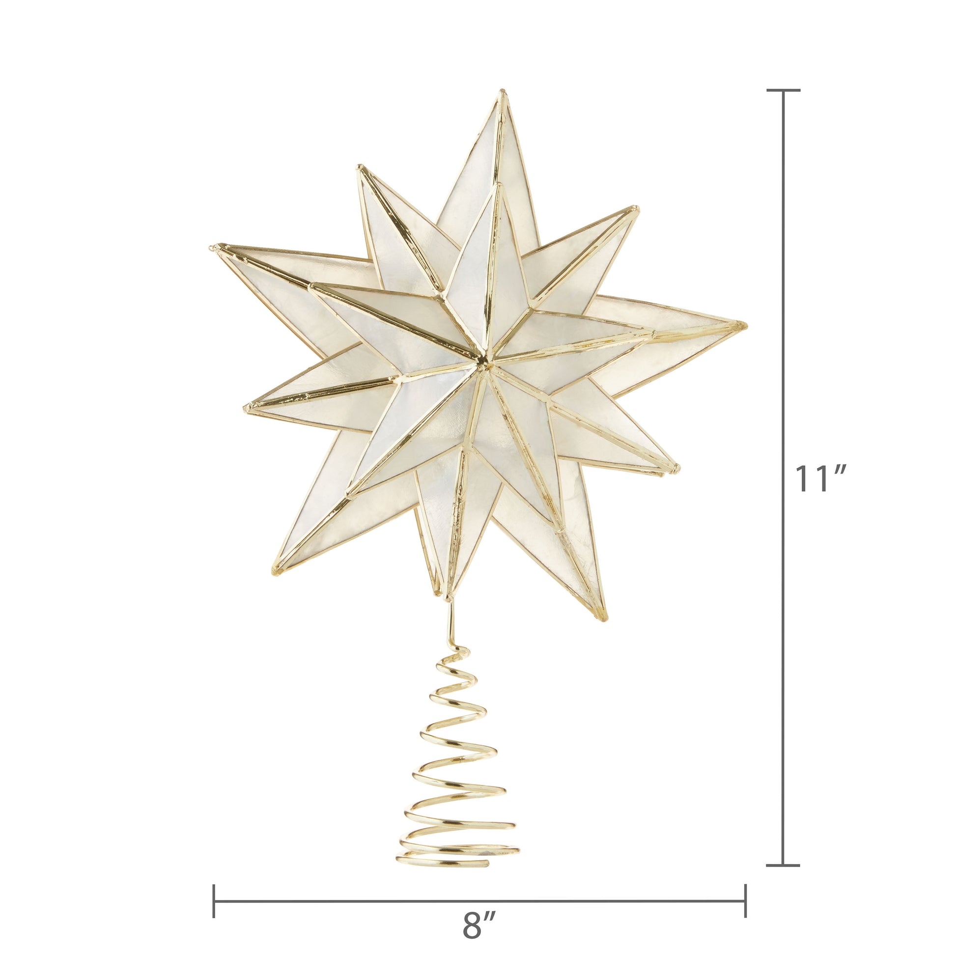 LED Capiz Star Christmas Tree Topper, Gold, [Size], by