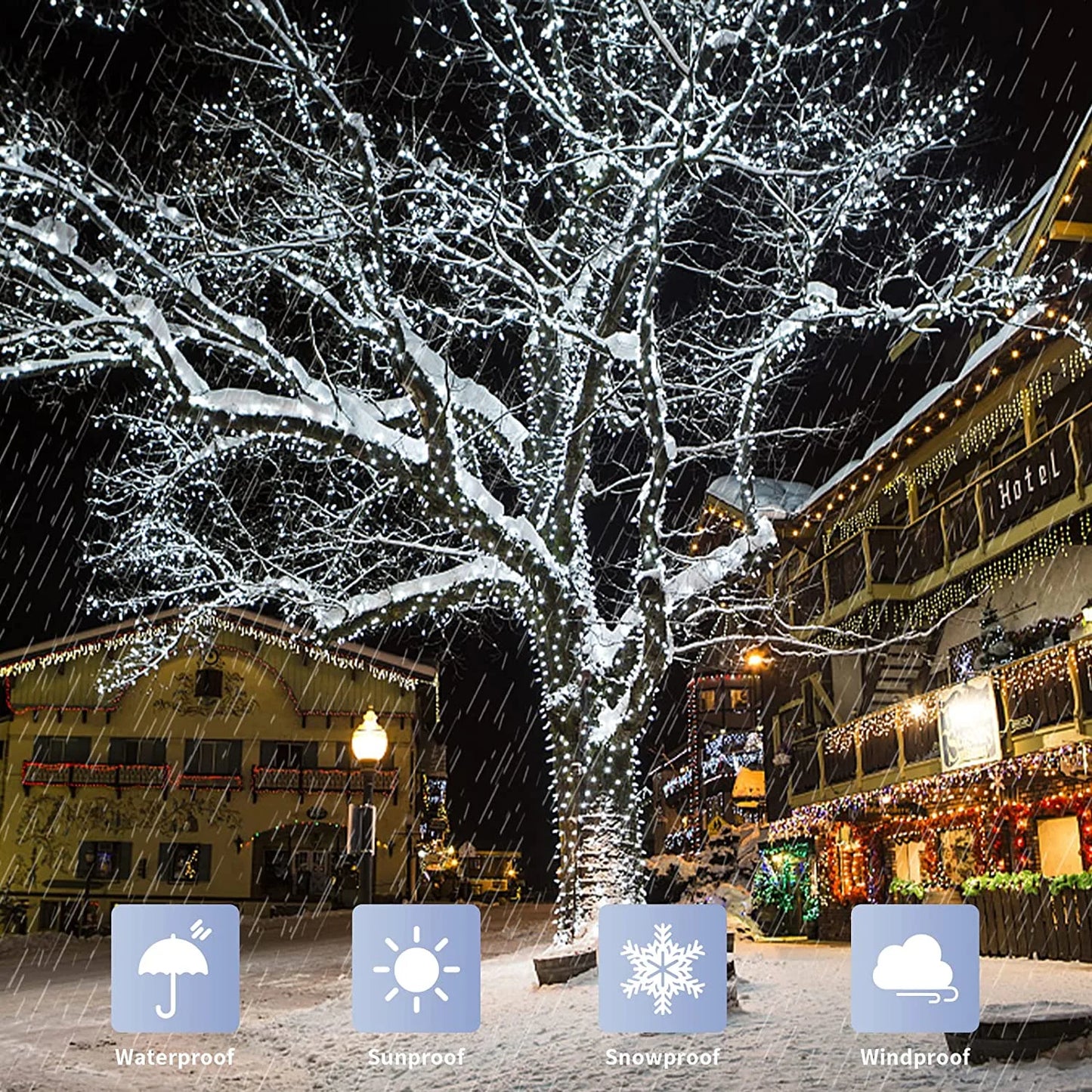 200LED Christmas Lights Outdoor,  66Ft Christmas Lights Plug in Green Wire, 8 Modes Waterproof Fairy String Lights for Xmas Wedding Party Christmas Indoor Decoration,White