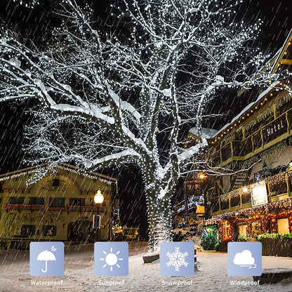 200LED Christmas Lights Outdoor,  66Ft Christmas Lights Plug in Green Wire, 8 Modes Waterproof Fairy String Lights for Xmas Wedding Party Christmas Indoor Decoration,White