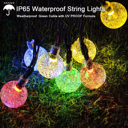 2 Pack Outdoor String Lights Solar Powered, Total 72 FT 120 LED Hanging Solar String Lights Outdoor Garden Waterproof Each 60 Crystal Bubble Globes 8 Mode Multi Color Changing…
