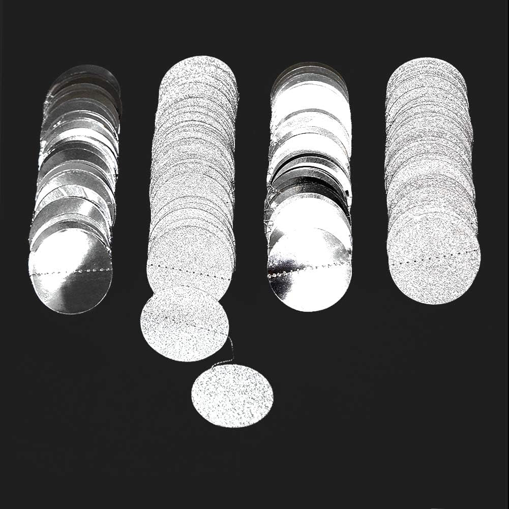 Silver Party Decorations Circle Garlands Silver Birthday Decorations Banner Hanging Streamer Backdrop Decor Bday Bridal Bachelorette EID Graduation Christmas NYE New Year Eve Party Supplies