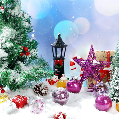 25 Pcs Christmas Ball Ornaments with Star Tree Topper Christmas Tree Decorations with 24 Pcs 2.36 Inch Plastic Ball Ornaments 1 Pack 5.91 Inch Xmas Star Treetop for Home Party(Purple)