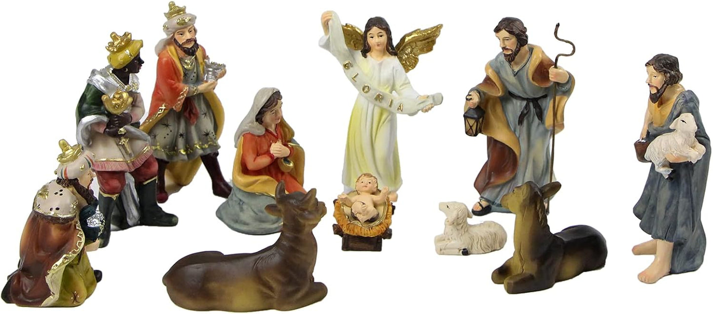 Nativity Set of 11 Figurines, Nativity Scene Resin Figurines, Nativity Sets for Christmas Indoor(4Inch)