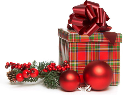 12PCS Christmas Gift Wrap Bows with Ribbon 5Inch for Xmas Wrapping, Christmas Decorations, Florist Wrap (12PCS)