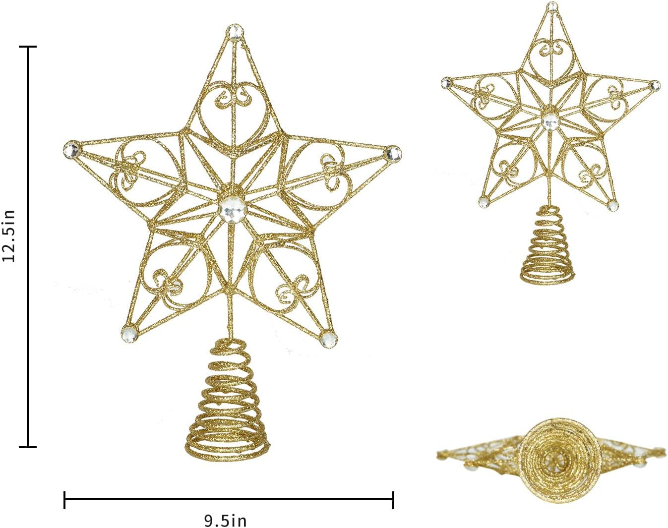 Christmas Tree Topper Gold Star Treetop Indoor Festive Metal Decoration for Holiday Home Ornament