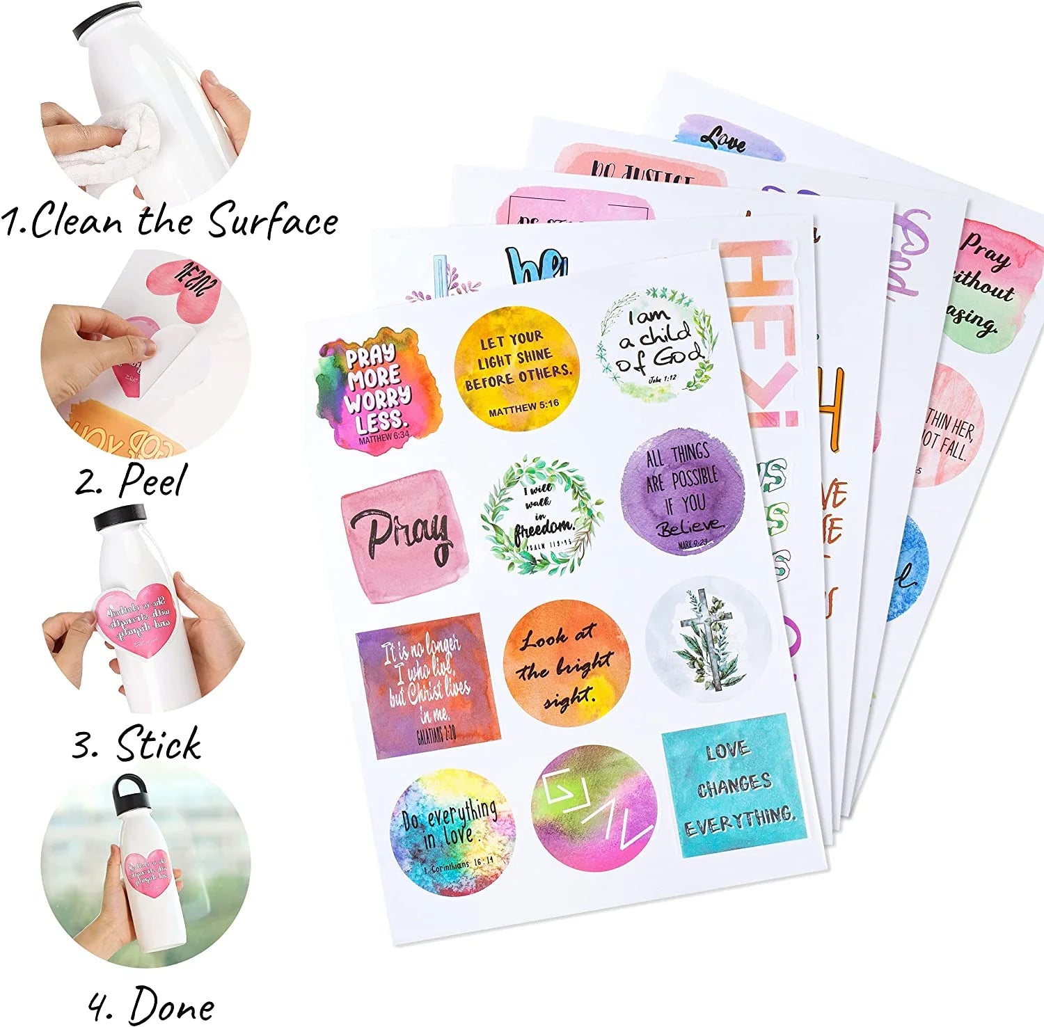 - Christian Stickers, 49 Pcs, Religious Stickers, Jesus Stickers, Bible Stickers, Assorted Color