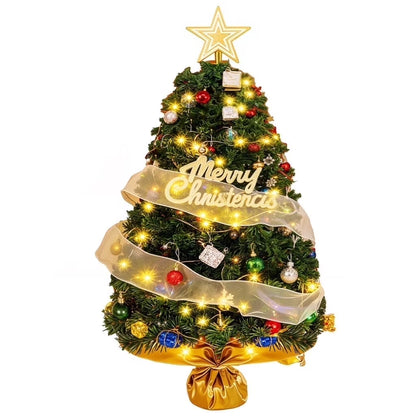 18" Pre-Lit Mini Christmas Tree with LED Lights & Ornaments – Battery Operated Tabletop Artificial Christmas Tree for Indoor Holiday Decor, Home & Office