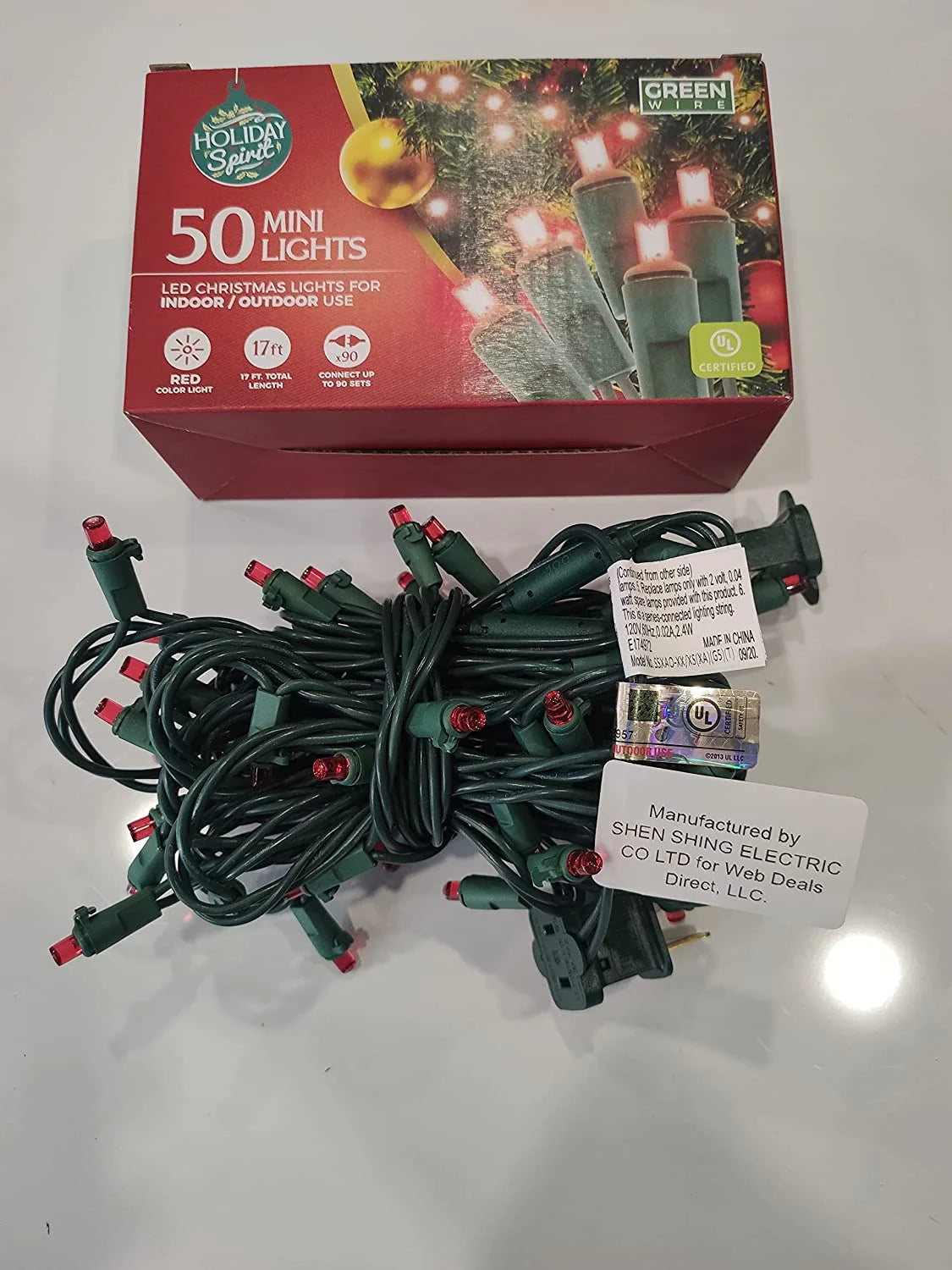 50 LED Mini Christmas String Lights 120V UL588 (50, Red)