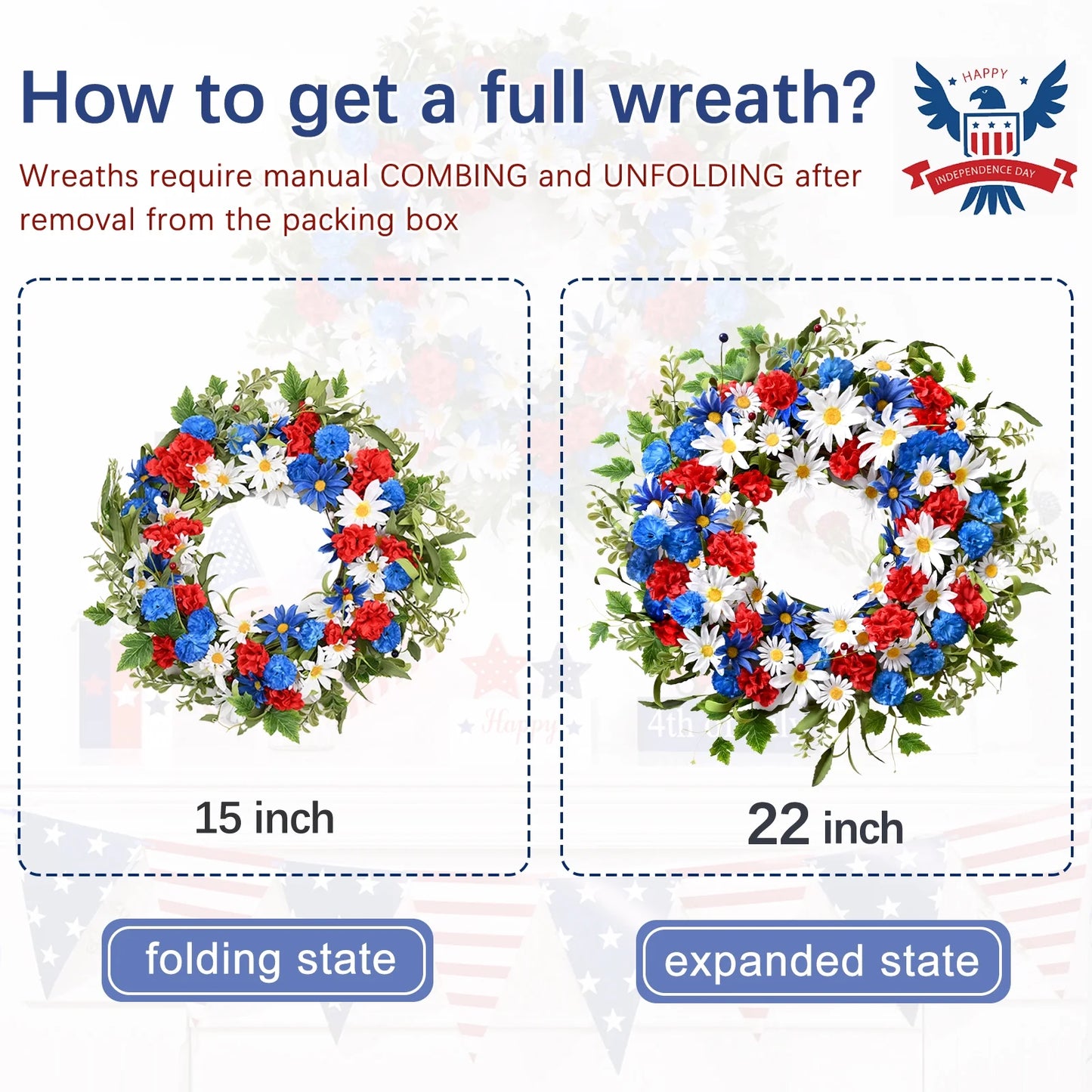 22Inch Christmas Wreath for Front Door,Artificial Floral Wreath for Home Decoration