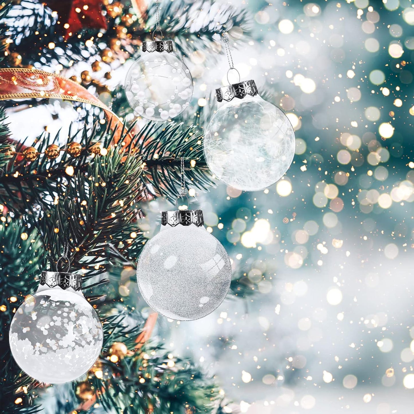 25 Pcs Christmas Ball Ornaments with Star Tree Topper Christmas Tree Decorations with 24 Pcs 2.36 Inch Plastic Ball Ornaments 1 Pack 5.91 Inch Xmas Star Treetop for Home Party(White)