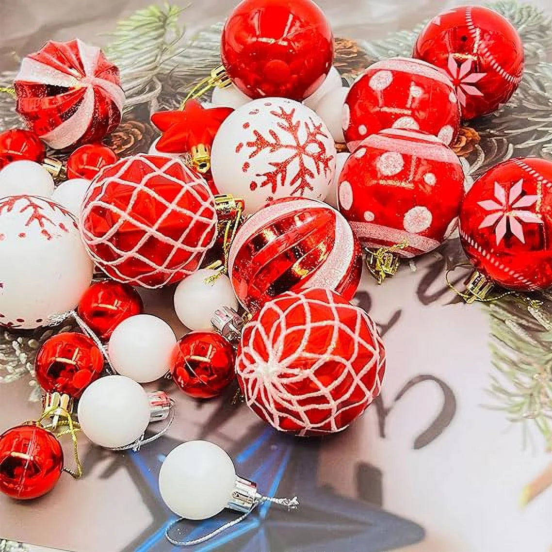 Christmas Ornaments 42Pcs Set , Christmas Decorations Indoor Xmas Ornaments Ball