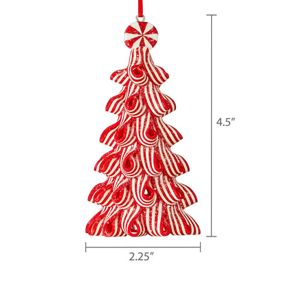 Red and White Ribbon Candy Christmas Tree Ornament, 4.5", by