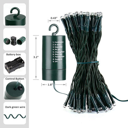 Battery Christmas Lights, 33Ft 100LED Fairy Lights Battery Operated Timer 8 Modes Waterproof for Outdoor Home Garden Party Holiday Christmas Trees Decoration (White)