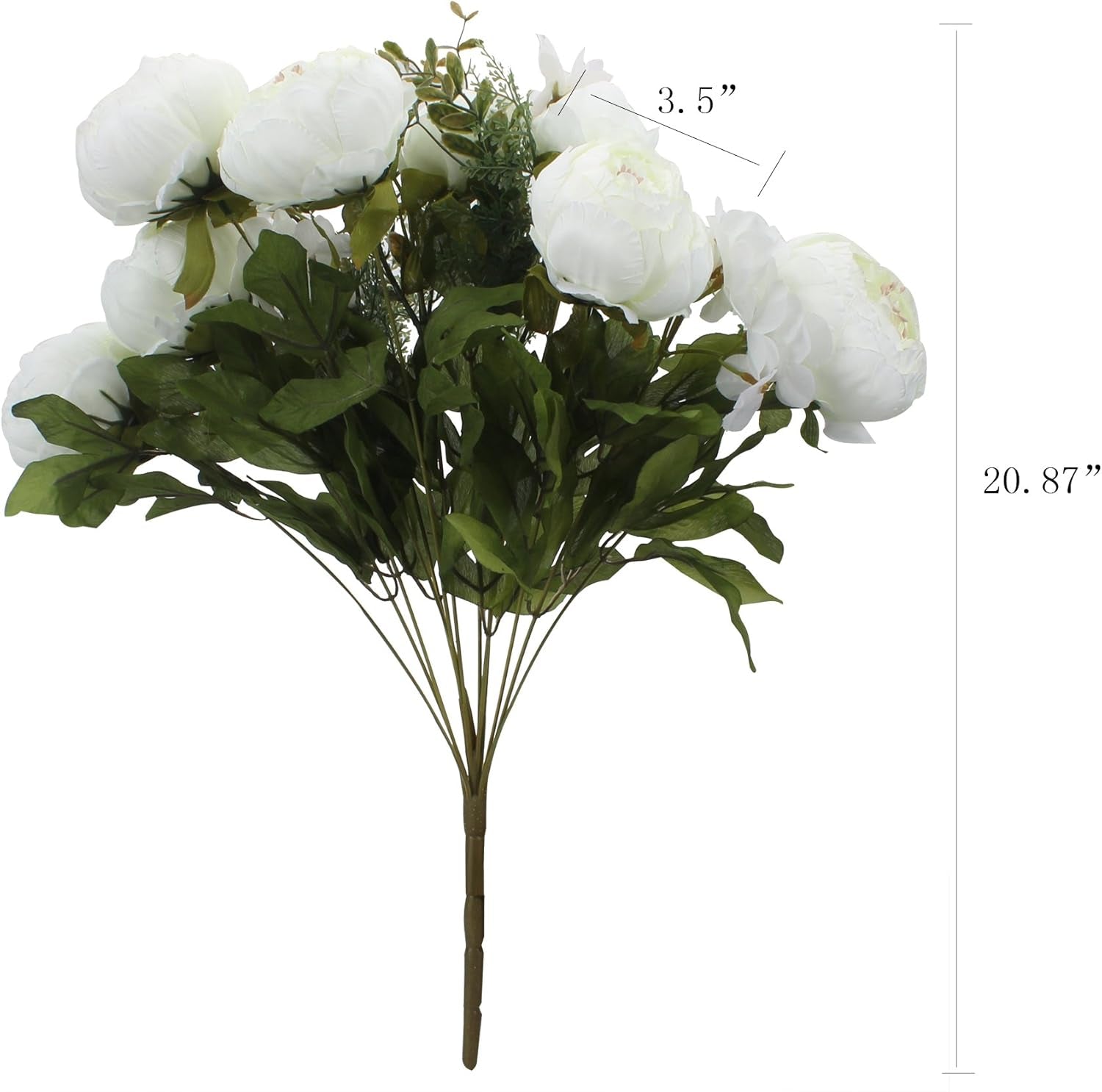 Springs Flowers Artificial Silk Peony Bouquets Wedding Home Decoration,Pack of 1 (Spring White)