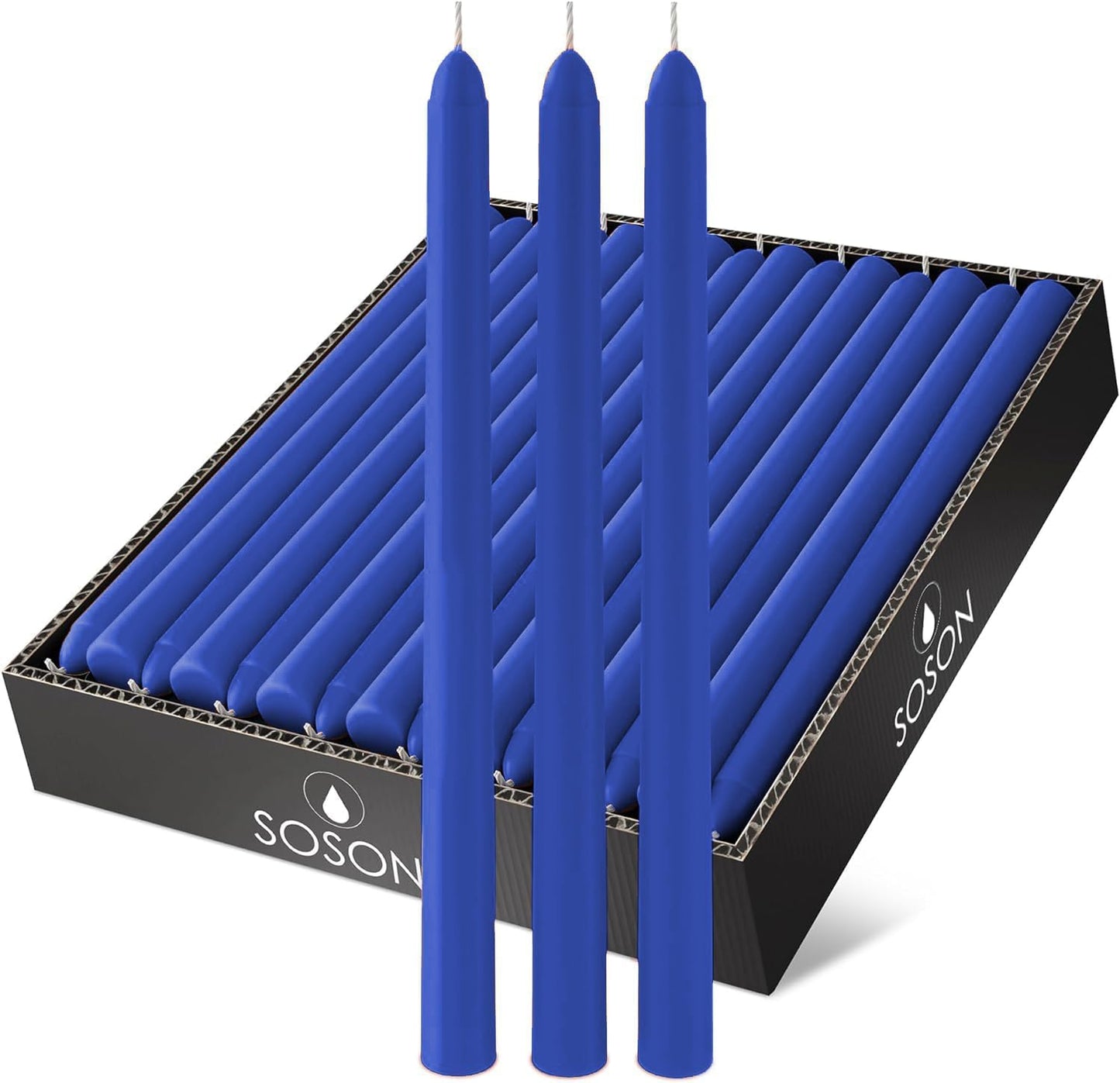 10 Inch Blue Taper Candle Sticks, Set of 30 Candle Sticks, Tapered Candles, Dripless Taper Candles, Blue Candlesticks, Tall Candles, Taper Candles Bulk