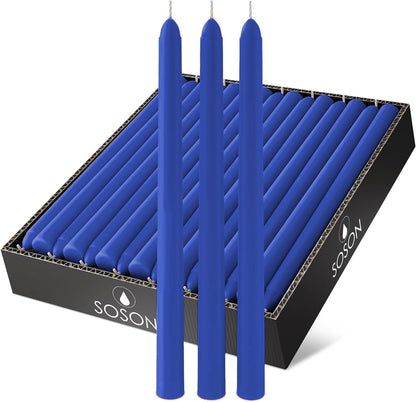 10 Inch Blue Taper Candle Sticks, Set of 30 Candle Sticks, Tapered Candles, Dripless Taper Candles, Blue Candlesticks, Tall Candles, Taper Candles Bulk