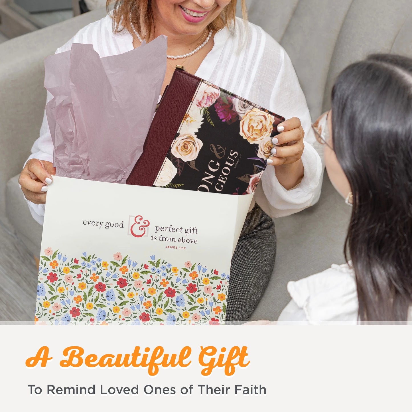 Protective Faux Leather Fashion Bible Cover Carry Case with Handle for Women: Strong and Courageous - Joshua 1:9 Inspirational Bible Verse - Merlot Floral Rose Bouquet, Large