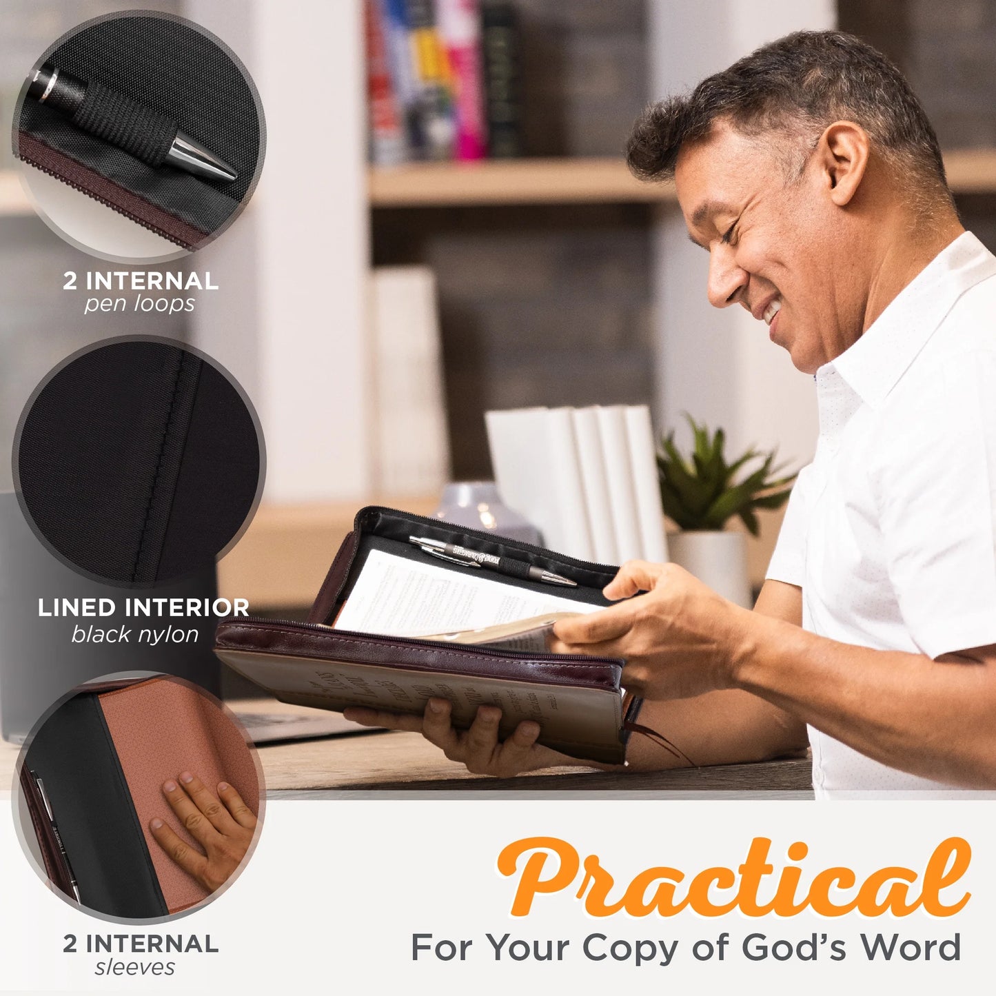 Tan Faux Leather Bible Cover for Men and Women I Know the Plans - Jeremiah 29:11 Zippered Case for Bible or Book with Handle, Extra Large