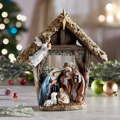 Needzo Holy Family Nativity Figurine Set, Baby Jesus in Manger, Christian Chr...