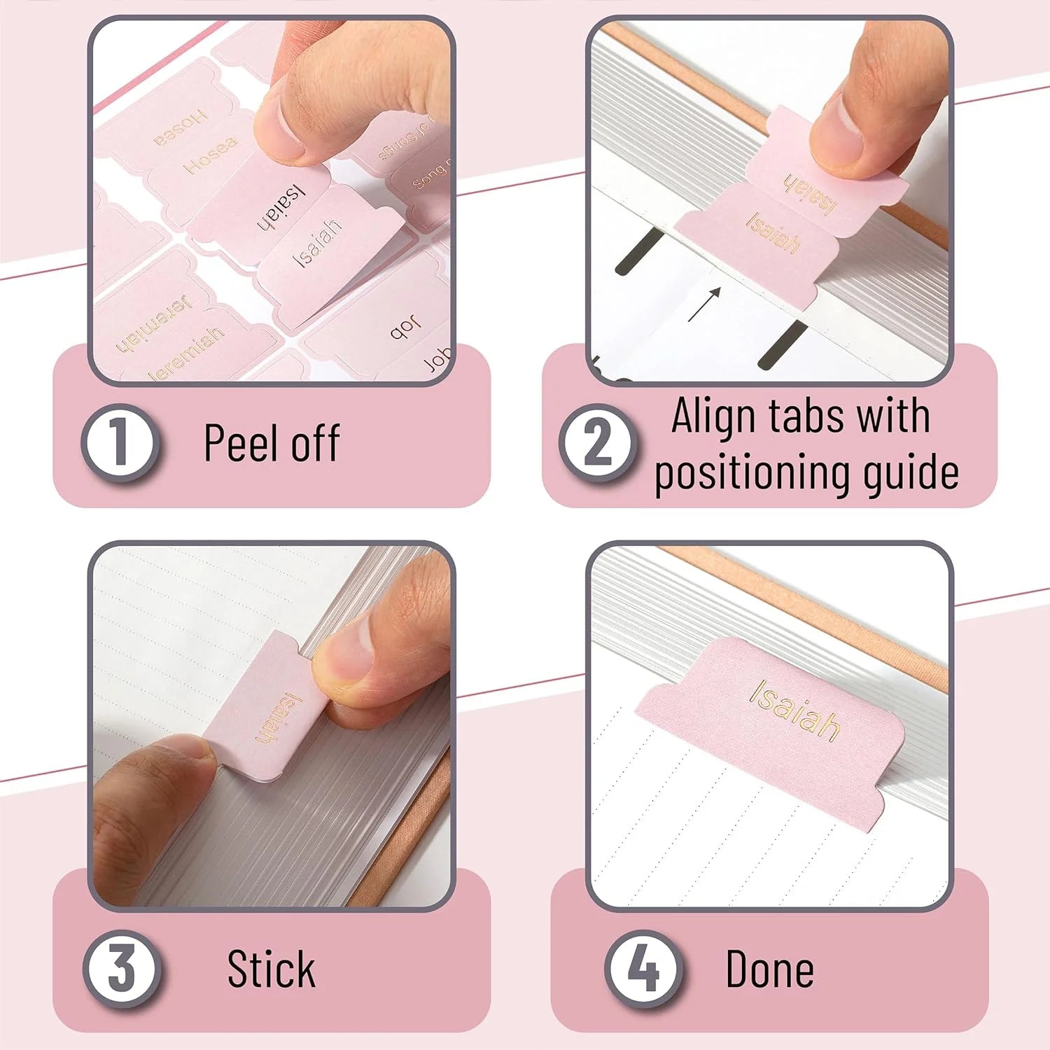 - Bible Tabs, 75 Tabs, Pink Shades, Laminated Bible Tabs for Women and Men