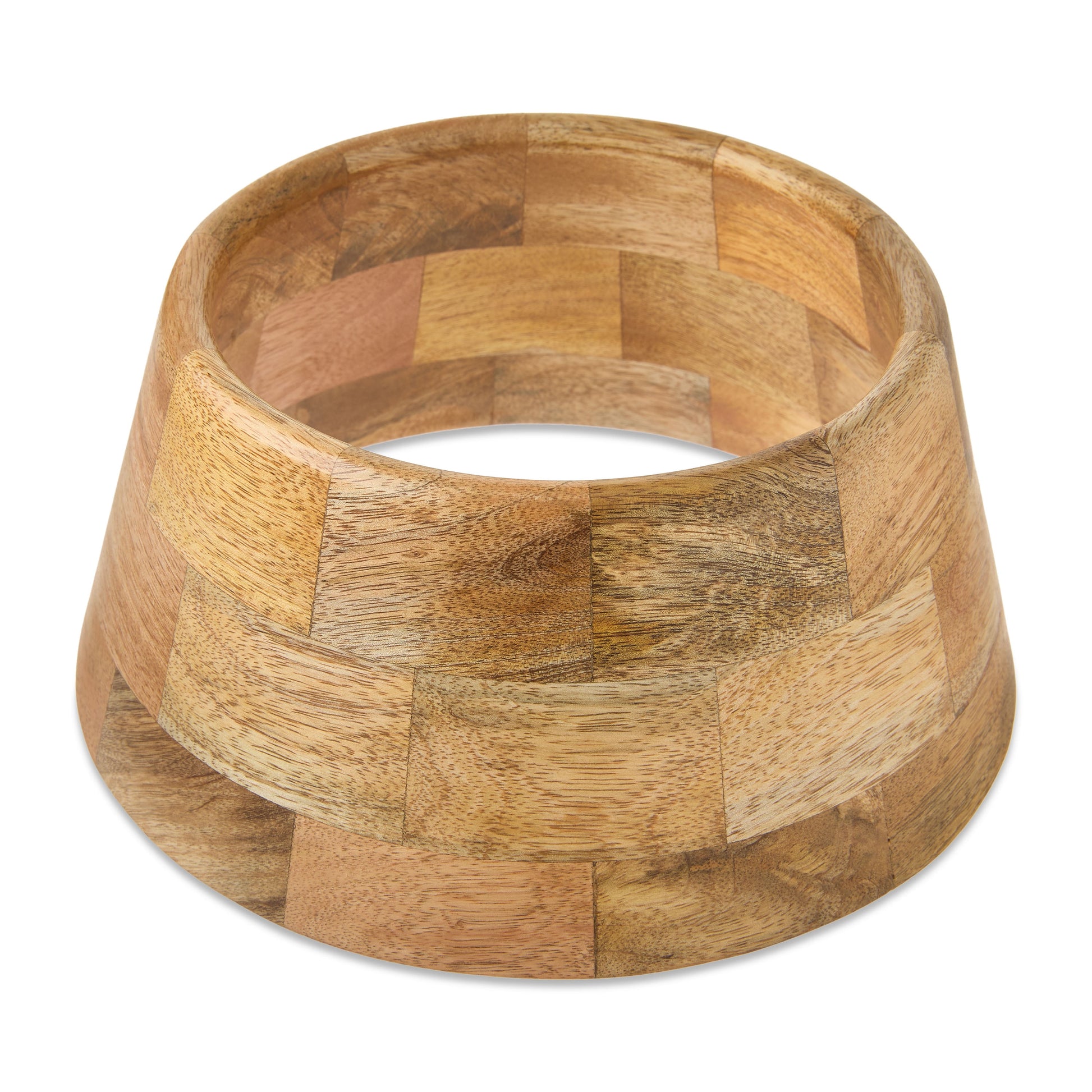 Natural Wood Polish Finish Mini Christmas Tree Collar, 9", by