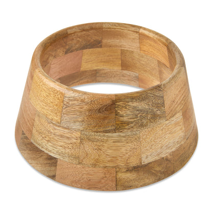 Natural Wood Polish Finish Mini Christmas Tree Collar, 9", by