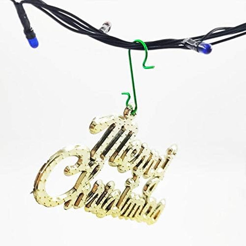 120 Pack Christmas Ornament Hooks, Xmas Ornament Hangers Metal Wire Hooks S-Shaped for Christmas Tree Party Balls Decoration (Green)