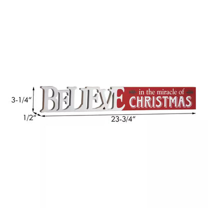 3.25 In. Wood Christmas Believe in the Miracle of Christmas Wall Plaque