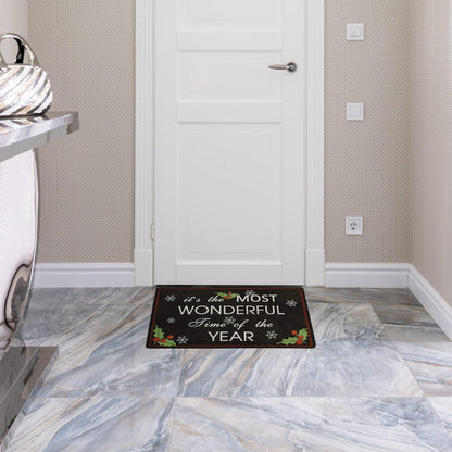 Durable Rubber Christmas Welcome Doormat Decorative Rug Entryway Kitchen Floor Patio Garage Door Mat 29" X 17" (It'S the Most Wonderful Time of the Year)