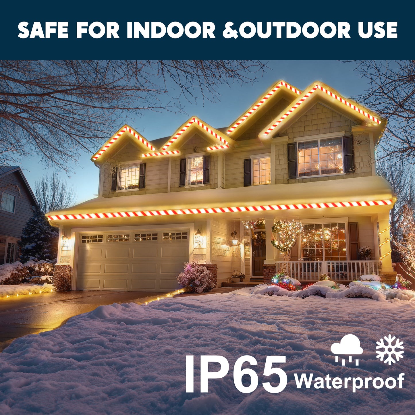 40FT 360 LED Candy Cane Rope Lights Christmas Outdoor Decoration Light,Red and White Christmas Lights Led Lights Light up Candy Canes for Christmas Yard Holiday Decor