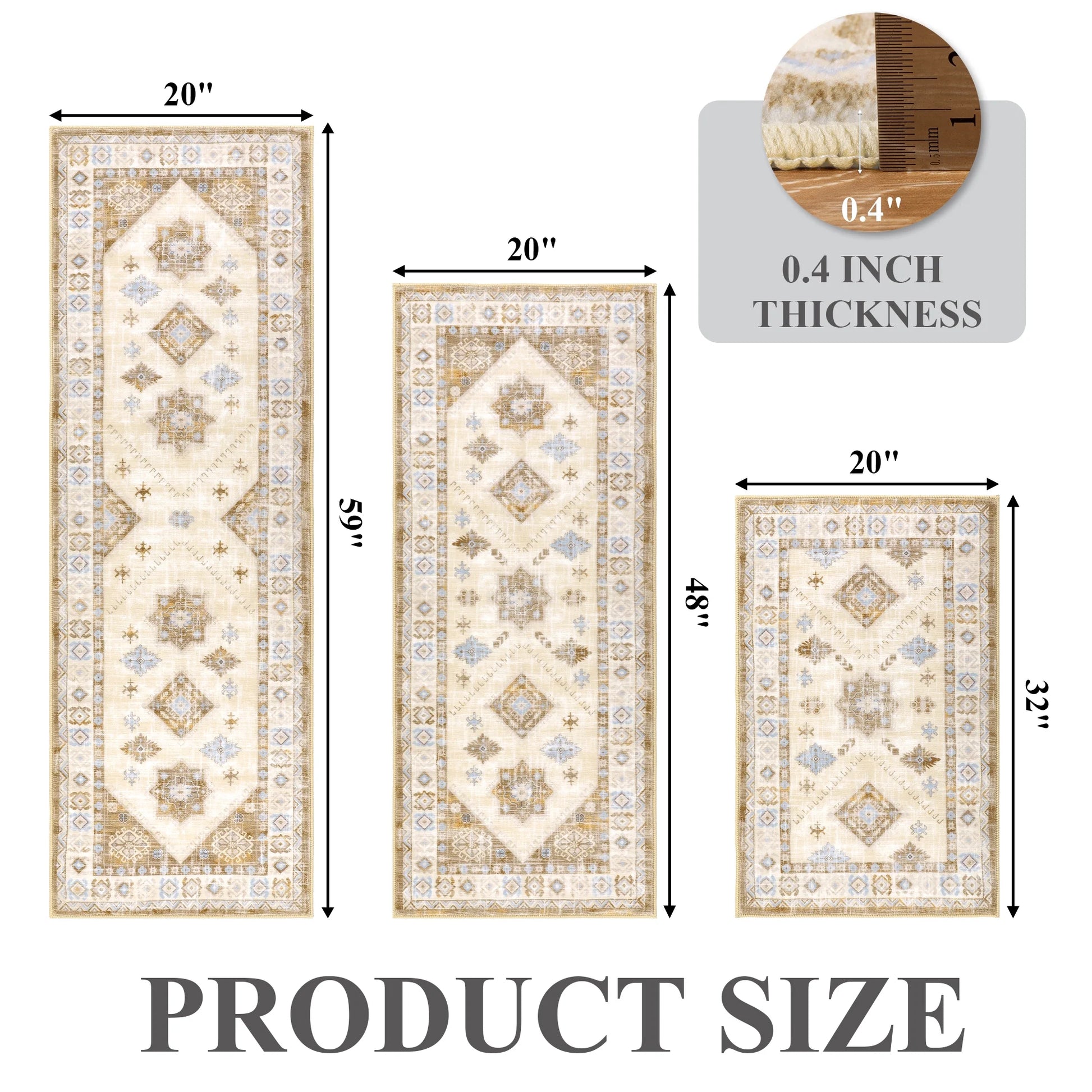 Boho Kitchen Rug Sets 3 Piece Runner Bohemian Mats Non Skid Washable Kitchen Floor Mat Runner