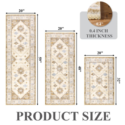 Boho Kitchen Rug Sets 3 Piece Runner Bohemian Mats Non Skid Washable Kitchen Floor Mat Runner