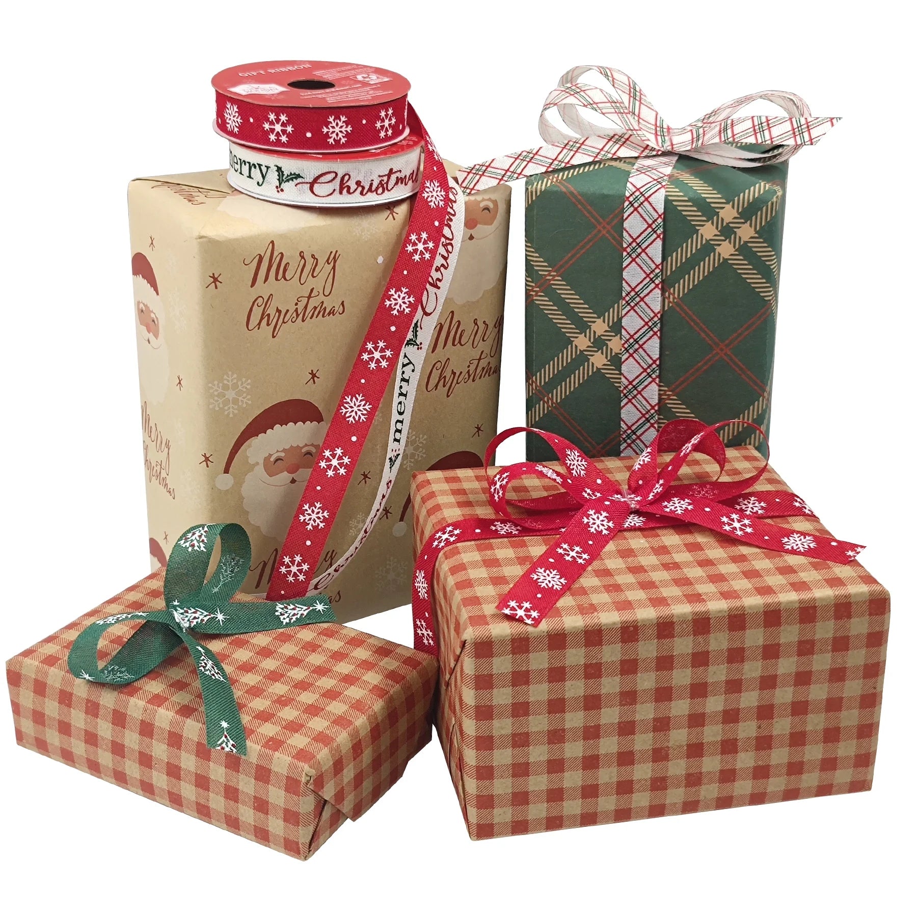 Assorted Red, White, and Green Christmas Ribbon, 9', 6 Count, by