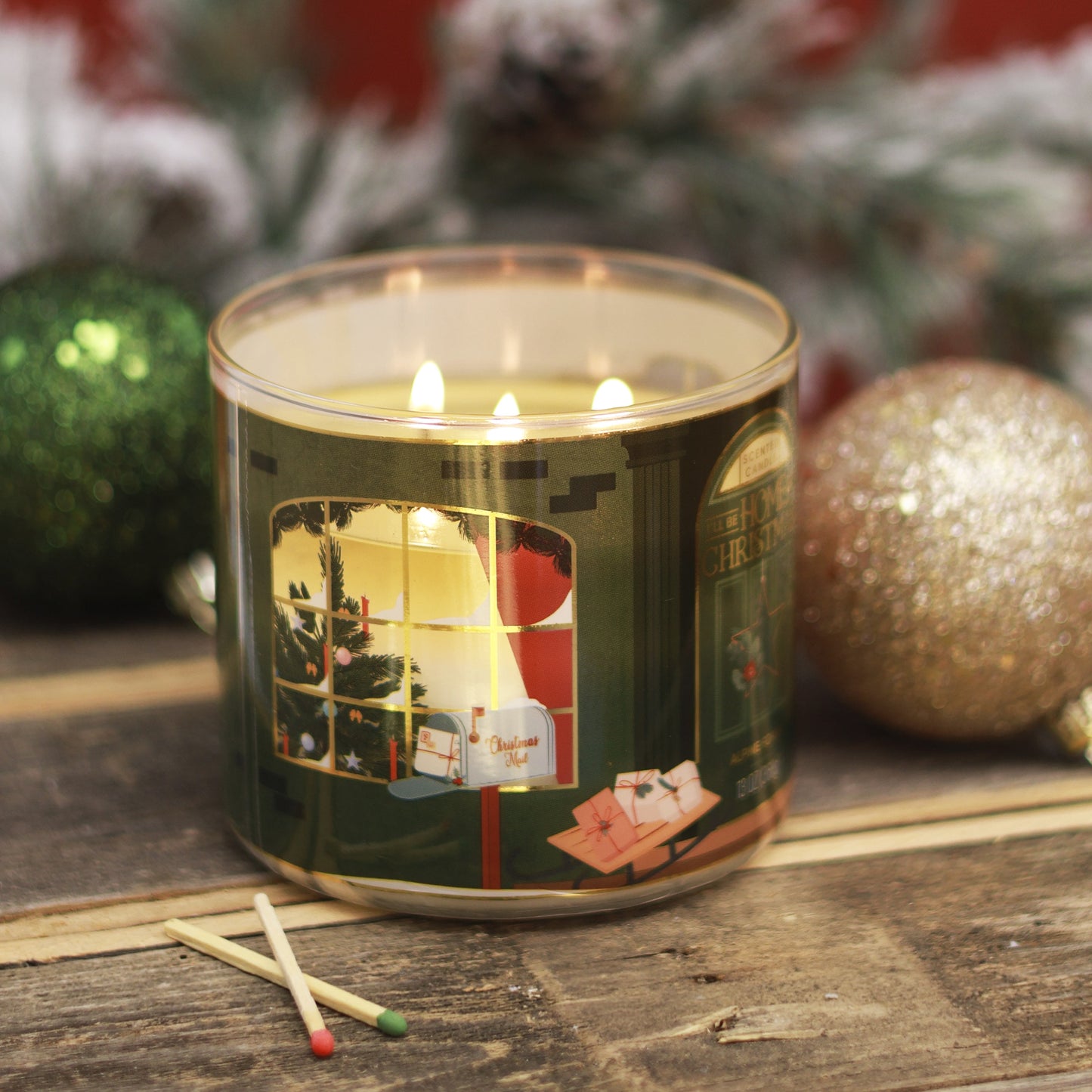 3-Wick Alpine Forest Scented Candle with a Star Scene Wrap, 13-Ounce