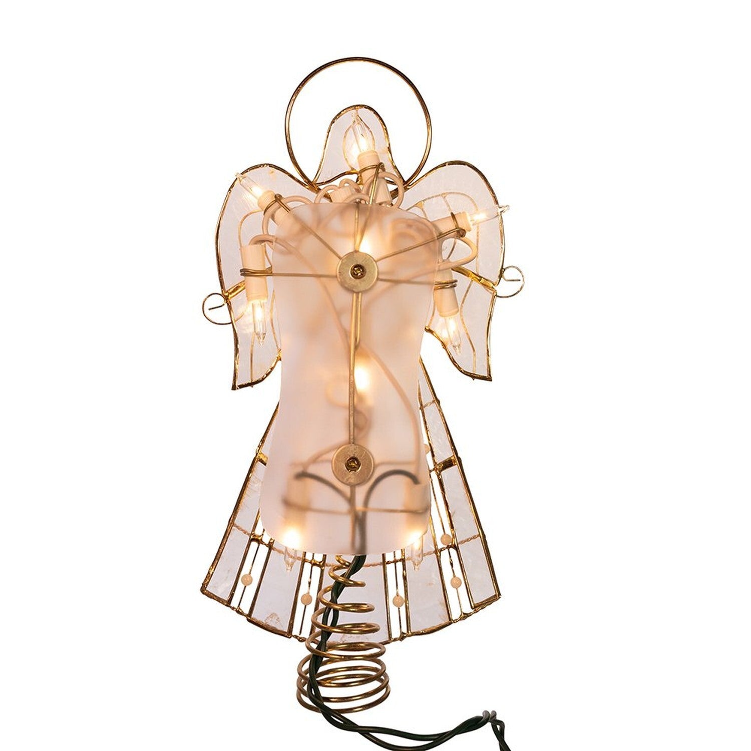 Kurt Adler UL3113 10-Light Capiz Angel Treetop with Vines and Pearls, 9.75-Inch