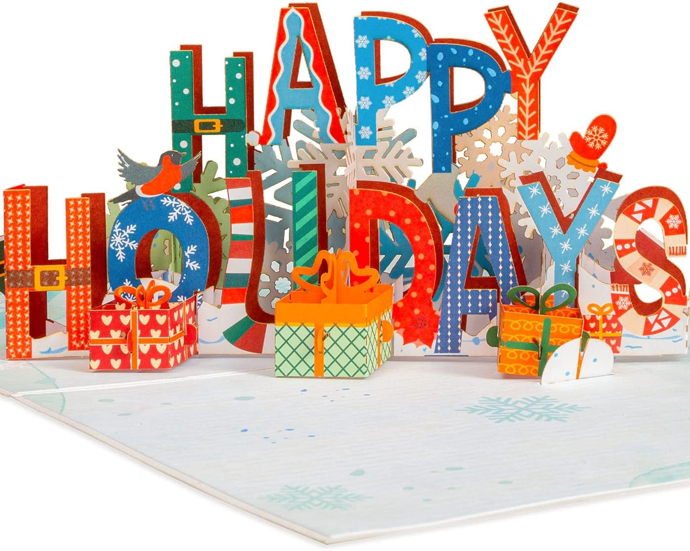 Pop up Christmas Card, Happy Holidays, Handmade 3D Popup Card, 5" X 7"