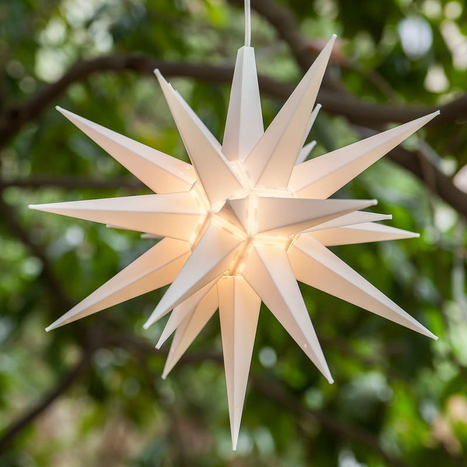 14” White Moravian Star Christmas Star Light, White Christmas Star Outdoor Christmas Decoration
