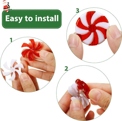 48 Pcs Christmas Candy Canes Ornament Plastic Christmas Tree Hanging Decoration Fake Swirl Candy Canes Garlands with Crystal Wire for Home Xmas Gift Indoor Outdoor Party Favor (Red and White)