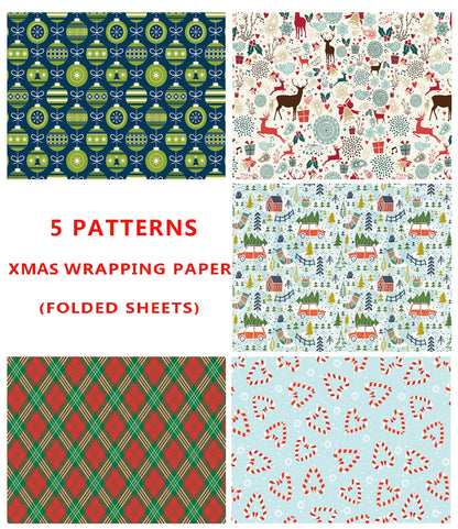 Christmas Gift Wrapping Paper for Kids Boys Girls - Elegant Xmas Patterns Gift Wrap Paper for Party, Baby Shower - 10 Sheets, 20 X 29 Inch