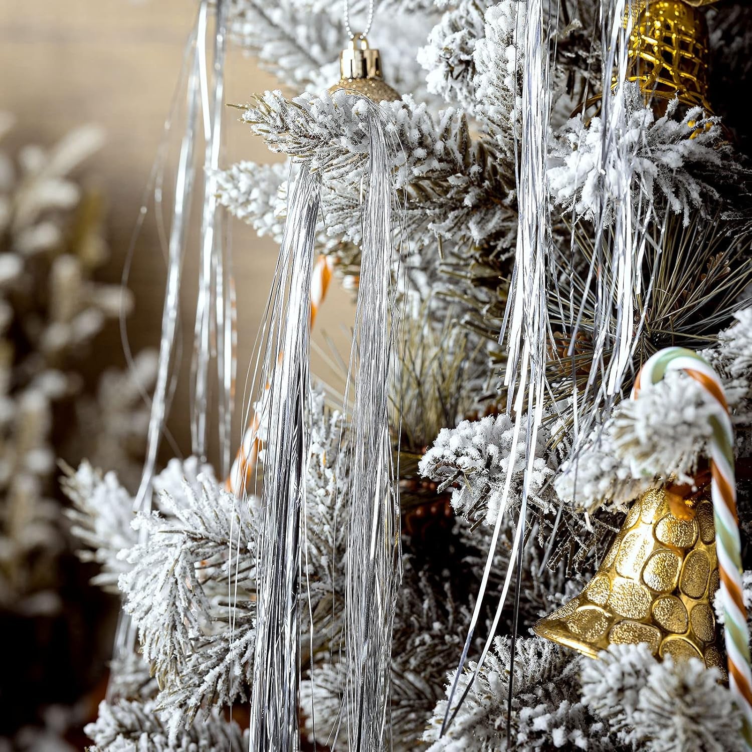 3000 Strands Christmas Tree Decorations Tinsel Garland Iridescent Tinsel Foil Fringe Icicles for Christmas Home Hair Decor Holiday Birthday Graduation Supplies (Silver)