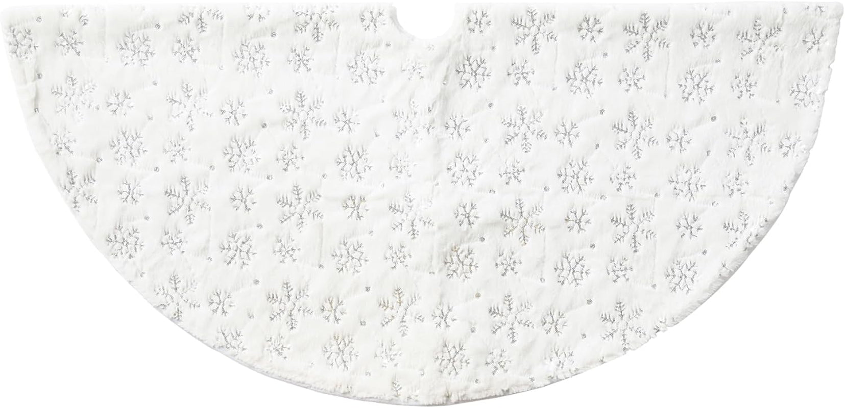 48" D White Plush Christmas Tree Skirt with Snowflake,Xmas Tree Ornaments Skirt for Holiday Christmas Party Home Decorations