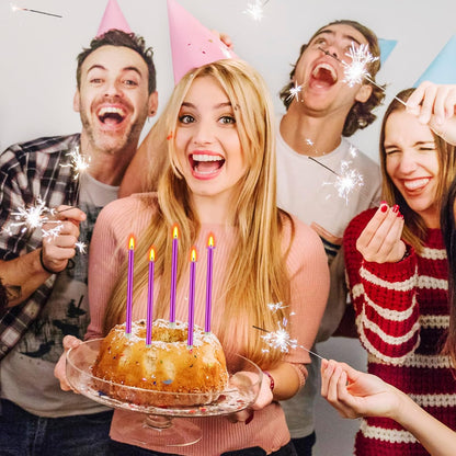 48 - Count Birthday Candles Long Thin Cake Candles - Birthday Candles, Birthday Parties, Wedding Decorations, Party Candles (Purple)