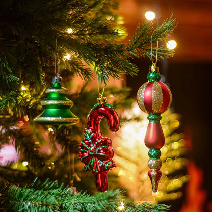 108Ct Christmas Ornaments Set, Red Green Gold Christmas Tree Ornaments for Party Decor