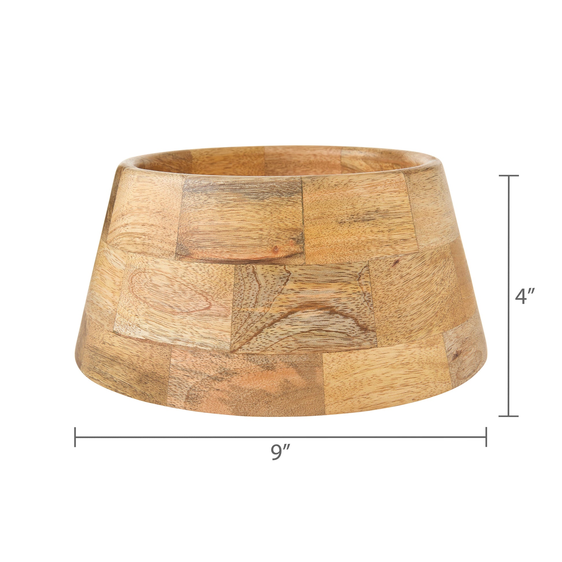 Natural Wood Polish Finish Mini Christmas Tree Collar, 9", by