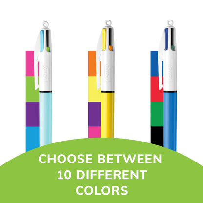 4-Color Retractable Ballpoint Pens, Medium Point 1.0 Mm, Assorted Ink, 3 Count