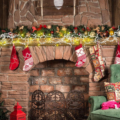 10 Feet 30 LED Christmas Light Metal Berry Beaded Garland Indoor Christmas String Lights for Fireplace Mantel Indoor Xma Light Decorations(White)