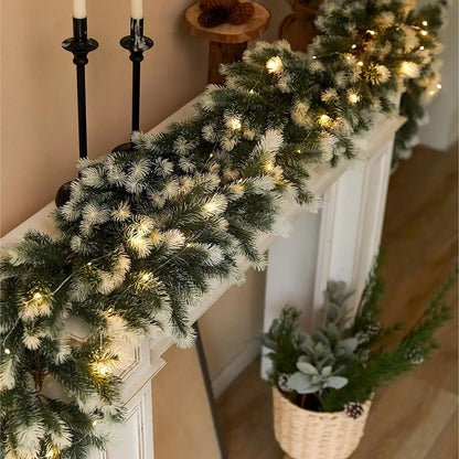 Christmas Garland with Lights 6Ft Pre-Lit Artificial Greenery Christmas Decorations Outdoor Indoor, Battery Operated 8 Lighting Modes