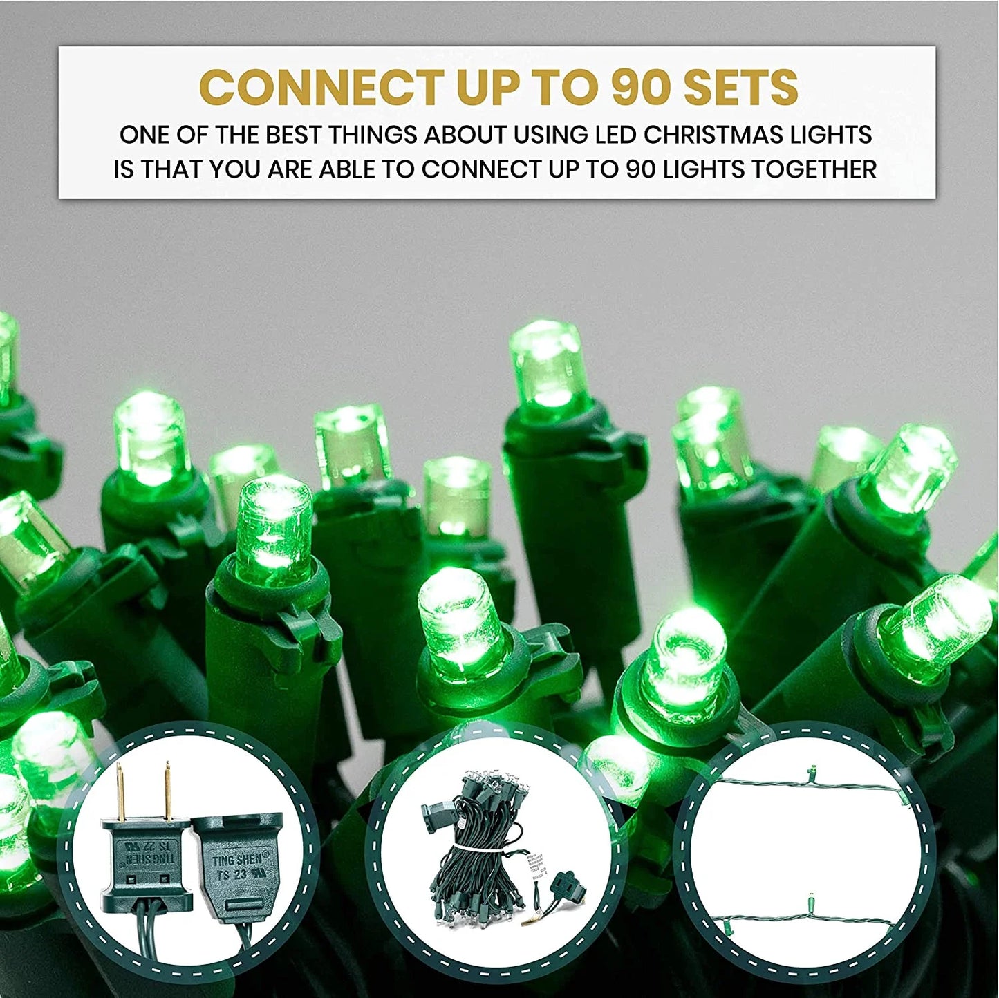 50 LED Mini Christmas String Lights 120V UL588 (50, Green)